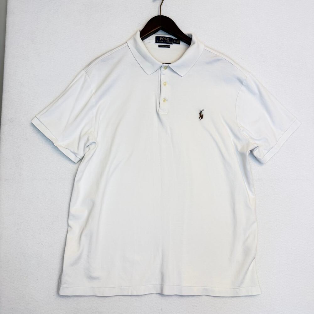 Polo Ralph Lauren Men’s XL Custom Slim Fit White Cotton Polo Shirt Pony
